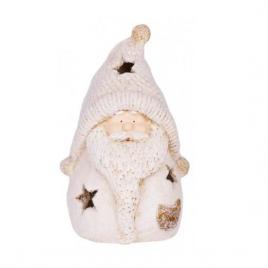 Decoratiune craciun ceramica mos craciun pe glob cu stelute 19x16x30 cm