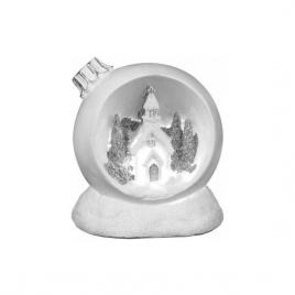 Decoratiune craciun polirasina glob cu braduleti led 2xaaa 10.5x9x11 cm