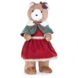 Decoratiune craciun ursulet in rochie rosie 18x22x41 cm