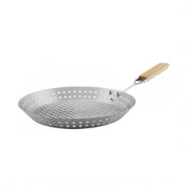 Grill tip tigaie rotund pentru gratar maner detasabil din lemn 32x4 cm