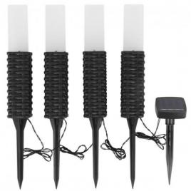Lampa solara de gradina led ratan set 4 buc 5.5x5.5x43 cm 