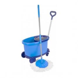 Mop industrial rotativ cu galeata pe roti si maner telescopic albastru 35 l