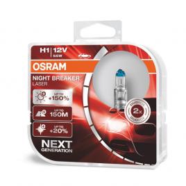 Set 2 becuri auto cu halogen osram h1 12v 55w p145s night breaker unlimited +150%