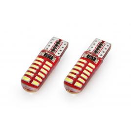 Set becuri auto cu led canbus t10e w5w 24 smd silca alb 12v