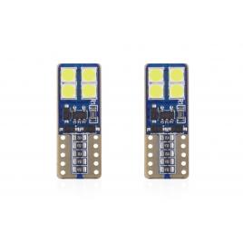 Set becuri auto cu led canbus t10e w5w 8 smd alb 12/24v