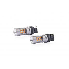 Set becuri auto cu led canbus w21w t20 24 smd 6.2w orange 12/24v