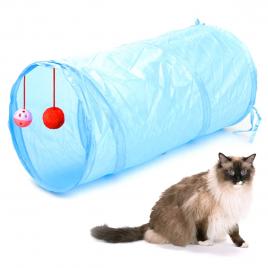 Jucarie pentru pisica de tip tunel lungime 50 cm culoare albastru