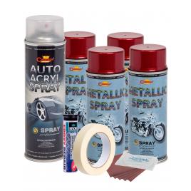 Kit complet reparatie si vopsire jante culoare rosu burgundy metalizat v4