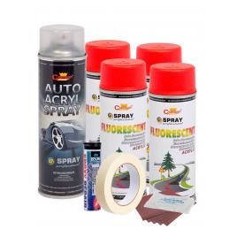 Kit complet reparatie si vopsire jante culoare rosu fluorescent v4