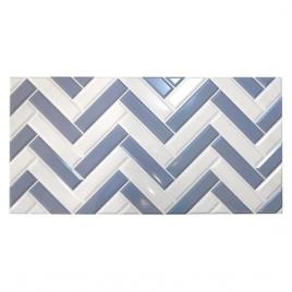 Panou decorativ pvc model zig-zag 3d alb-albastru 96x48.5 cm