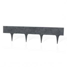 Gard pentru gradina din plastic flexibil antracit model piatra set 3 buc 78x9.5/20 cm 2.34 m gardenplast