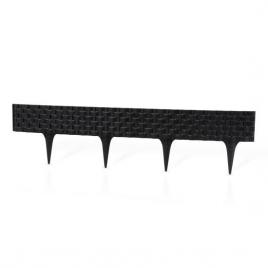 Gard pentru gradina din plastic flexibil negru model ratan set 3 buc 82x9.5/20 cm 2.40 m gardenplast