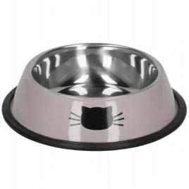 Castron bol pentru caine pisica rotund inox bej 12 cm