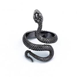 Inel Snake negru, model sarpe ajustabil