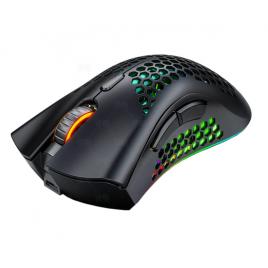 Mouse Gaming A3 E-sports, Wireless 2.4ghz, 1600 DPI, 4 Butoane, RGB, Gauri Aerisire, Acumulator 500 mAH, 95g, 13x7x4cm, Negru