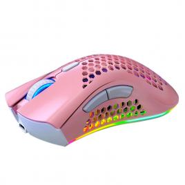 Mouse Gaming A3 E-sports, Wireless 2.4ghz, 1600 DPI, 4 Butoane, RGB, Gauri Aerisire, Acumulator 500 mAH, 95g, 13x7x4cm, Roz