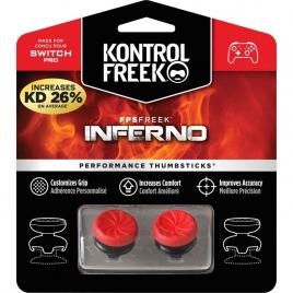 Set 2 Bucati Thumbgrip din Silicon Performance KontrolFreek FPSFreek Inferno, Thumbstick Accesoriu Controller Switch PRO, Crestere Acuratete si Confort, Rosu