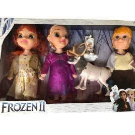 Set 3 Papusi Muzicale Frozen II, Elsa, Anna, Kristoff, 3 Figurine Olaf, Sven, Bruni, 20 cm