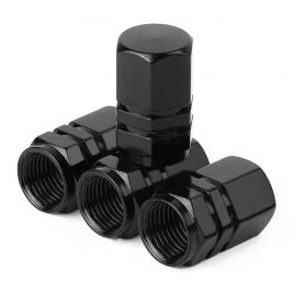 Set 4 Bucati Capacele Supape Valve Premium din Metal Aluminiu, Auto Universale pentru Roata Masina, Bicicleta, Motocicleta, 16 x 10mm, Negru