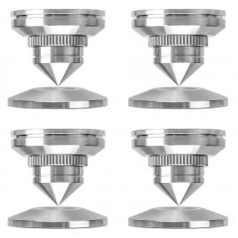 Set 4 Bucati Suport Spike Premium XSSH YS1, Anti-Vibratii, Izolator din Inox pentru Boxe, Subwoofer, Amplificator, CD-Player, Argintiu