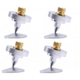 Set 4 Bucati Suport Spike Tripod Premium XSSH YS2, Anti-Vibratii, Izolator din Cupru Pur pentru Boxe, Subwoofer, Amplificator, CD-Player, Argintiu