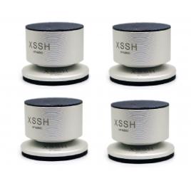 Set 4 Bucati Suport Spike cu Platforma Premium XSSH GJ9, Anti-Vibratii, Izolator din Inox pentru Boxe, Subwoofer, Amplificator, CD-Player, Argintiu