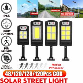 LED-uri de lumina solara COB PIR senzor de miscare de pe Wall Street Road Garden Lamp + Control de la distanta