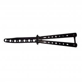 Briceag de antrenament ideallstore®, model fluture, black distortion, otel, 22.5 cm, negru