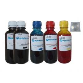 Set Flacon Cerneala AlphaChem Compatibil HP10 2x200ml C4840A Negru 1x200ml C4841A Cyan 1x200ml C4843A Magenta 1x200ml C4842A Galben 5buc Cdr Maxell cu plic