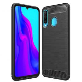 Husa carbon silicone pentru huawei p30 lite, negru