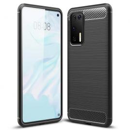 Husa carbon silicone pentru huawei p40 pro, negru