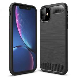 Husa carbon silicone pentru iphone 11, negru