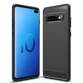 Husa carbon silicone pentru samsung galaxy s10+, negru