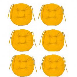 Set perne decorative rotunde, pentru scaun de bucatarie sau terasa, diametrul 35cm, culoare galben, 6 buc/set