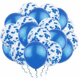 Set 20 baloane cu confetti - albastru
