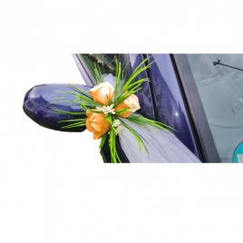 Aranjament floral, oglinzi masini, portocaliu, 30 x 30 cm, trandafiri