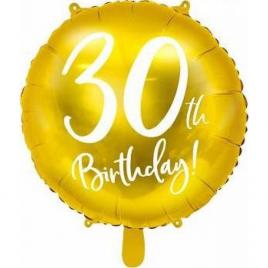 Balon din folie auriu pentru aniversare 30 ani 45cm