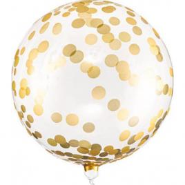 Balon transparent bobo cu confetti auriu 40cm