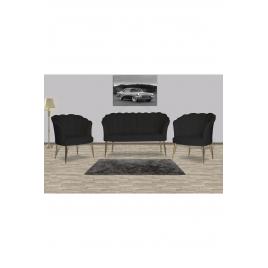 Set canapea cu doua fotolii confortabile 134X83 cm negru