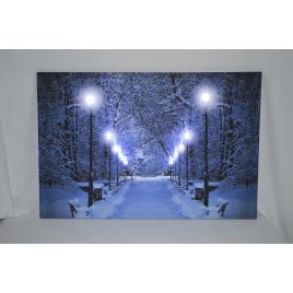 Tablou cu iluminare LED , 60x90 cm, iarna
