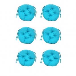 Set perne decorative rotunde, pentru scaun de bucatarie sau terasa, diametrul 35cm, culoare albastru, 6 buc/set