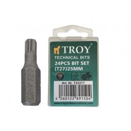 Set de biti torx troy 22217, t27, 25 mm, 24 bucati