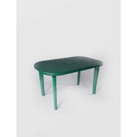Masa fixa pentru gradina sterk din plastic, ovala, verde, 6 persoane, 140 x 70 x 70 cm