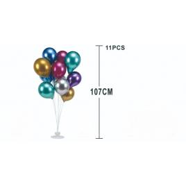 Set de 11 baloane multicolore, cu suport, 107 cm