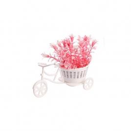 Tricicleta mare cu planta decorativa artificiala roz, ghiveci cu flori, gln 523a