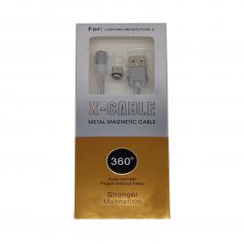 Cablu magnetic Ucable, negru, 3 in 1, USB-C, Micro USB, Lightning, 1 m20