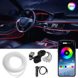 Banda LED DOMDRIVE® auto, lumini ambientale premium, lungime 5M, aplicatie dedicata iOS, Android