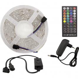 Banda LED RGB inteligenta SunShine SLS004, Bluetooth, telecomanda, 7.2W/m, 420lm/m, IP65, 5m