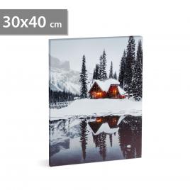 FAMILY POUND - Tablou cu LED - peisaj de iarna, 2 x AA, 30 x 40 cm GLZ-58017A