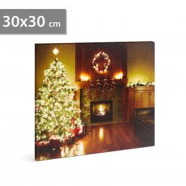 FAMILY POUND - Tablou de Craciun, cu LED - cu agatatoare de perete, 2 x AA, 30 x 30 cm GLZ-58016C